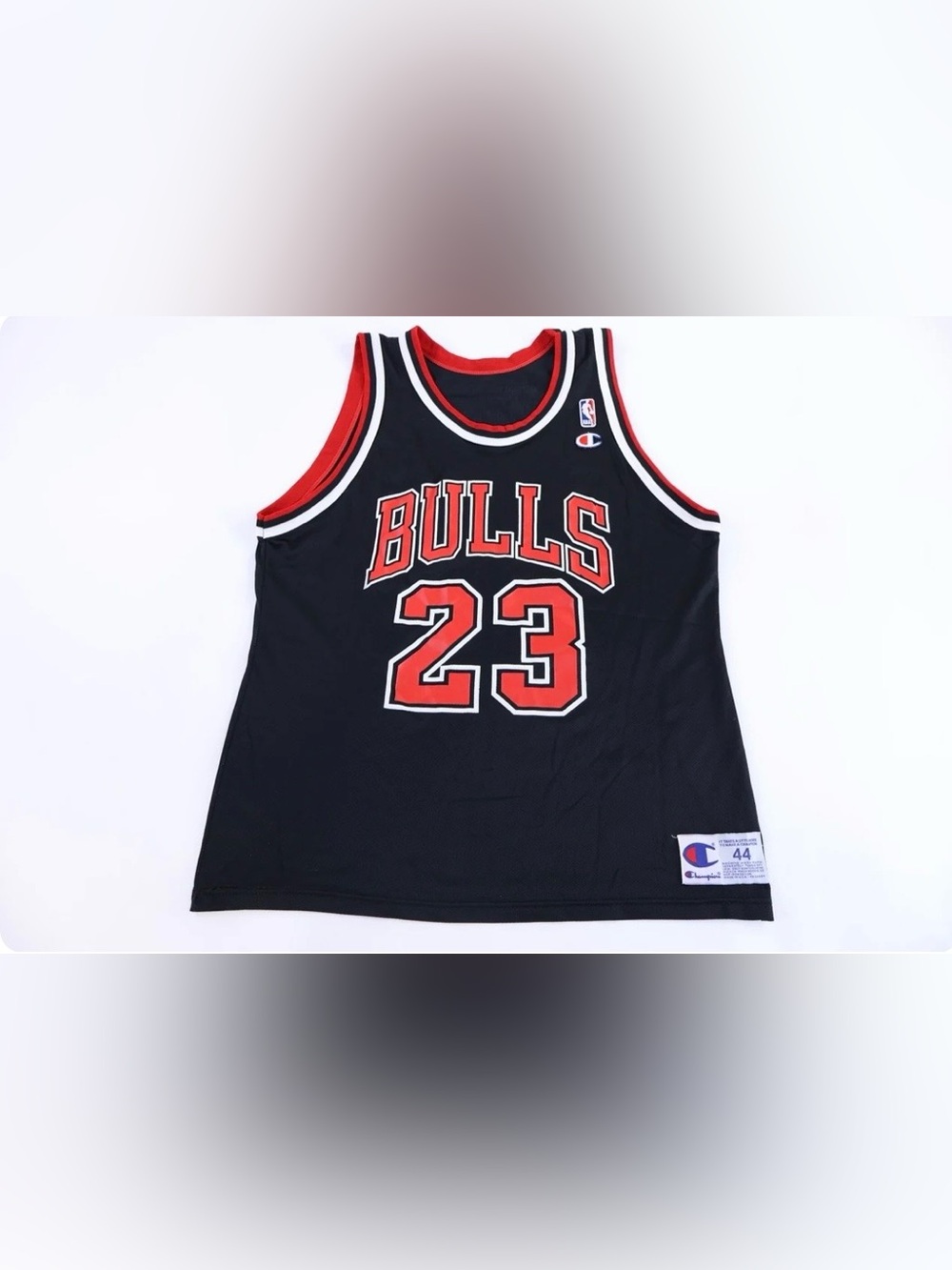Vintage 90s Champion Micheal Jordan Chicago Bulls #23 NBA Jersey Black Size 44